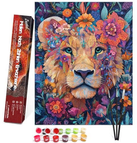Bougimal Peinture par Numero Adulte Animal, Sans Cadre inclure Pinceaux et Acryliques Peintures - 40x50 cm, Lion