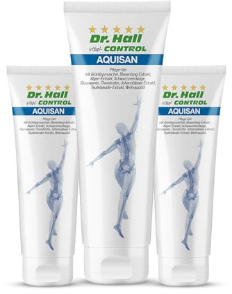 Dr. Hall AQUISAN Gel - Kühlendes Glucosamin Gel mit 5 Gelenk-Kraftstoffen für Sofortige Kühlung & Pflege für Gelenke und Muskeln 3 x 100 ml