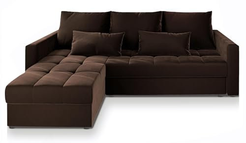 Masseno Ecksofa KOS PIK mit Schlaffunktion L-Form, Sofa mit Bettkasten, Wohnzimmersofa, Couch, Soffa, Bettsofa, Couchgarnitur- Braun, Kronos 06