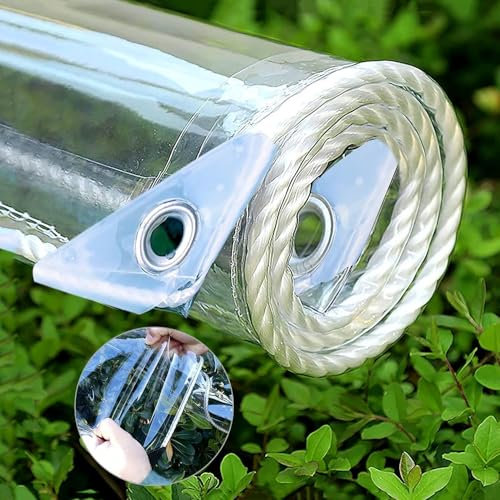 NIANXINN Transparente PVC Plane Mit Ösen,Multifunktionale wasserdichte Durchsichtig Abdeckplane,0,35mm Dick,Reißfest,Staubdicht,Für Gewächshaus,Terrasse,Hutch Dach,Anpassbar (50cm x 100cm)