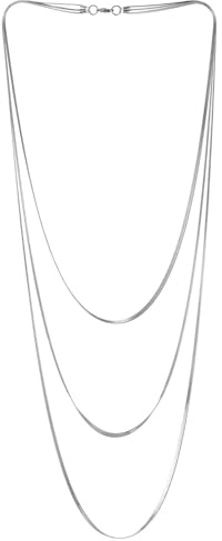 COOLSTEELANDBEYOND Piatto Serpente Catena Stratificato Tre Filoni Cascata Lunga Statement Collana Drappeggiato