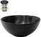 LuxeBath Waschbecken Keramik rund Ø 280x150 mm Schwarz mit Ablaufgarnitur Schwarz, Aufsatzwaschbecken für Badezimmer/Gäste-WC, Modernes Aufsatzbecken, Waschtisch Waschschale Waschplatz Handwaschbecken