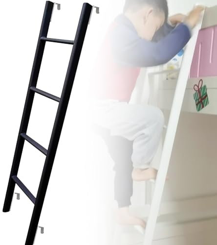 Hochbett Leiter Leiter Hochbettleiter mit schwarzem Innenteil – Einhängeleiter fürs Bett – 4/5-stufige Etagenleitern für Wohnmobile, universelle, platzsparende Hochbettleitern, seitliche Auf