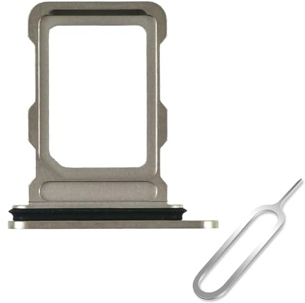 Cemobile SIM Card Tray Slot Holder Replacement for iPhone 16 Pro & 16 Pro Max (Single SIM Version) with Waterproof Rubber Seal Ring & Open Eject Pin (Natural Titan)