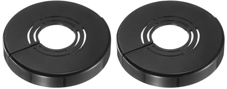sourcing map Wall Split Flange, 2 Pcs 62x10 mm - Cuttable ABS Round Escutcheon Plate Cover Buckle, Shower Arm Flange for 20/25/33mm(0.8/1.0/1.3 Inch) Water Pipe Faucet Decoration (Black)