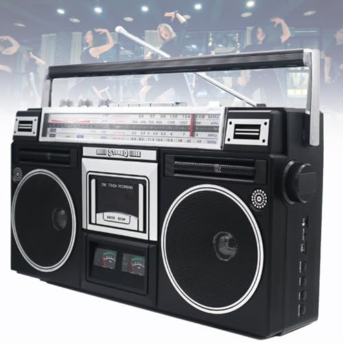 Tragbare Retro-Boombox mit CD-Player, unterstützt SD/USB, AM/FM-Radio, Kassettenrekorder für Reisen und Familienfeiern