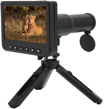 Fotocamera telescopica digitale, ingrandimento 50x, foto HD e video, fotocamera con display LCD da 5,0 pollici, diversi metodi di visualizzazione per la caccia all'aperto e birdwatching, paesaggi