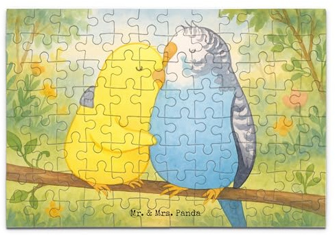 Mr. & Mrs. Panda Puzzle Wellensittich Liebe Design 96 Teile - Geschenk, 2000, Vögel, 1000, Verknallt, Legespiel, 500, Umarmen, glücklich, Puzzlespiel, Freundin