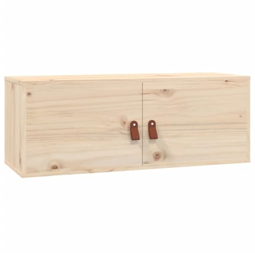 Makastle Wandschrank mit 2 Türen & 4 Fächer, Medizinschrank, Küchenschrank mit handhaben für Wohnzimmer oder Badezimmer, Natur 80x30x30 cm Massivholz Kiefer