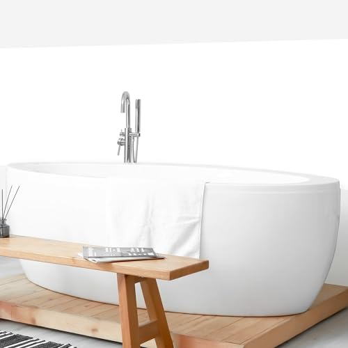 micasia Wandverkleidung Bad selbstklebend wasserfest mit Motiv fugenlos Wandpaneel - made in Germany - Design Hartfolie matt weiss Badrückwand Unifarben statt Fliesen 1394-P (200x80cm)