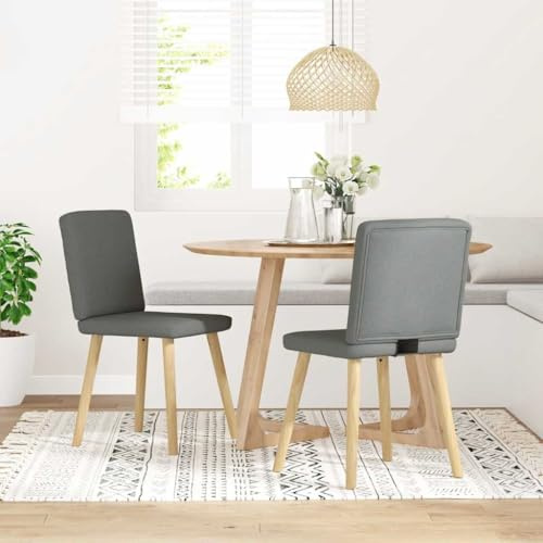 HETFTJN Esszimmerstühle 2er Set Dunkelgrau Stoff 45x54x86 cm Bequeme Polsterung mit Massivholz Metallgestell Modernes Design Robust für Wohnzimmer Küche Esstisch
