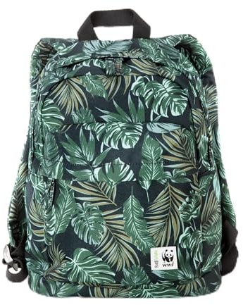WWF Rucksack mit Blattdruck-Design, robuste Stoffkonstruktion, verstellbare gepolsterte Träger und praktische Reißverschluss-Aufbewahrung, ideal für den täglichen Gebrauch, Reisen, Arbeit oder den