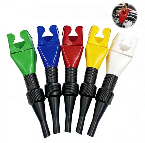5PCS Embudos de Plástico Flexible con Cuello Extensible, Resistentes a Aceite y Gasolina, Embudo Gasolina y Embudo Aceite Motor, Diseño Plegable y Filtrado para Coches, Motocicletas y Uso Doméstico