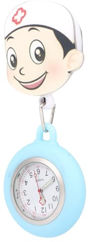 Artibetter Cartoon Taschenuhr mit Teleskopfunktion, 1 Stück, Blau | Einfache Hängeuhr mit Glas und Silikon, Kleiner Brustuhr für Kinder und Erwachsene
