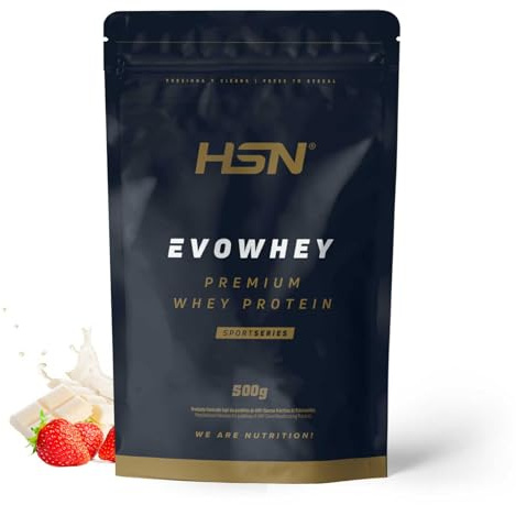 HSN Evowhey Protein | Fresa Chocolate Blanco 500g = 17 Tomas por Envase Concentrado de Proteína de Suero | 100% Whey Protein Concentrate (WPC) | No-GMO, Vegetariano, Sin Gluten ni Soja