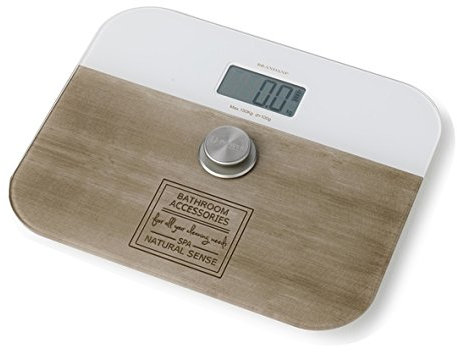 BRANDANI Natural Sense - Bilancia Ricaricabile in Legno, in Vetro/ABS, Bianco, Taglia Unica