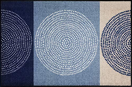 Salonloewe Fußmatte waschbar Nestor Denim 115x175 cm Schmutzfang-Teppich Wohn-Teppich Sauberlaufmatte Design-Kreise