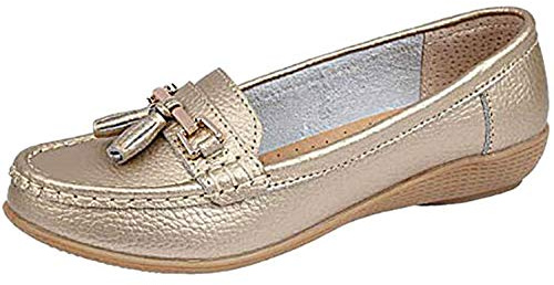 Jo & Joe Women Leather Flat Loafer Ladies Casual Comfy Slider Low Wedge Heel Work Shoes