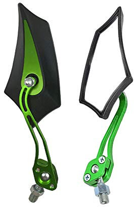 Mintice 2 Pièces Vert Universel Rétroviseur Latéral de Moto Miroir Scooter Rétroviseurs Latéraux 8mm / 10mm Boulons Filetés Bicyclette Vélo Sport