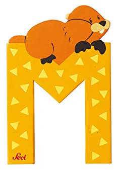 Sevi 83013 Tier Holzbuchstaben M Malteser Hund ca. 10 cm, Türbuchstaben für Kinderzimmer, ABC Lernspielzeug aus Holz, pädagogisches Spielzeug für Kinder ab 3 Jahren, Buchstabe Tiere, Blau