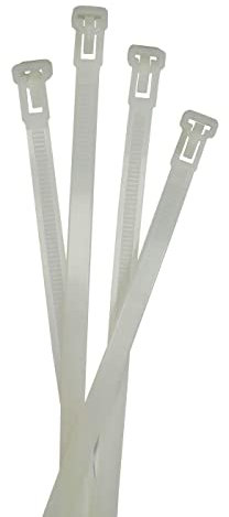 100x Kabelbinder Wiederlösbar 250 x 7,6mm weiss ; Wiederverwendbar