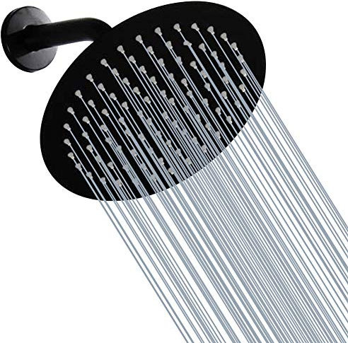 GGStudy Alcachofa de ducha redonda de acero inoxidable de 8 pulgadas, estilo lluvia, bronce aceitado