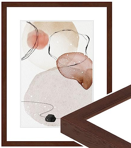 WANDStyle Bilderrahmen Nussbaum-Optik 20x28 cm aus Holz im Stil Modern zum Aufhängen, Fotorahmen Made in Germany - H950
