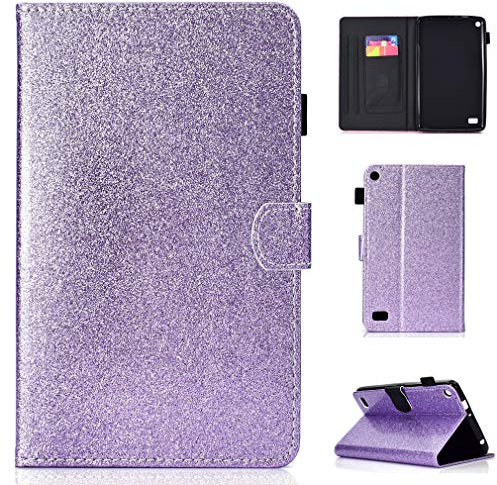 LMFULM® Case for Amazon Fire 7 2015/2017 (7 Inch) PU Magnetic Cover Shining Case Stent Holster Leather Case Flip Cover for Amazon Fire 7 2015/2017 Tablet PC Purple