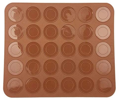 EROSPA® Makronen Macaron Backmatte - Silikon - 30 Mulden - Makronenform - Braun - 22 x 26 cm