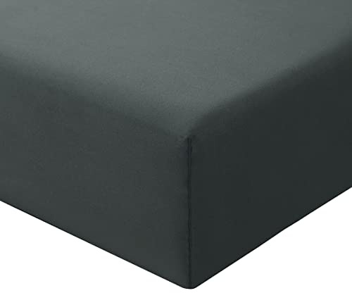RUIKASI Super King Fitted Sheet Deep 40cm Pocket, Dark Grey 180x200cm | OEKO-TEX Soft Brushed Microfiber Superking Bottom Sheet Ultra Deep Fit Bedsheet Machine Washable Easy Care