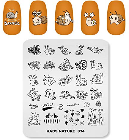 Alexnailart Nagel Stempelplatte Bild Vorlage Natur Nette Schnecke Blumenmuster Stampfer Nail art Dekoration DIY Maniküre Design Druck werkzeug