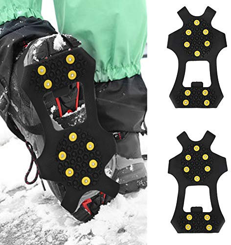 Anti Rutsch Schuhspikes, Erwachsene Schuhe Greifling Spikes mit 10 Zähne, Schuhkrallen Ice Klampen Schnee Spikes, Sohle Schutz Band vor Ausrutschen für Winter Bergsteigen Angeln, 4 Größe für Damen Herren Senioren(L)