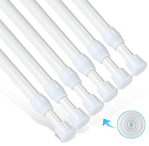 Goowin Spannstange, 6 Stück 70–120cm Spannvorhangstange ohne Bohren, rostfreie Feder verstellbare Vorhangspannstange für Türen, Fenster, Kleiderstangen, Trockenstützstangen(weiß)