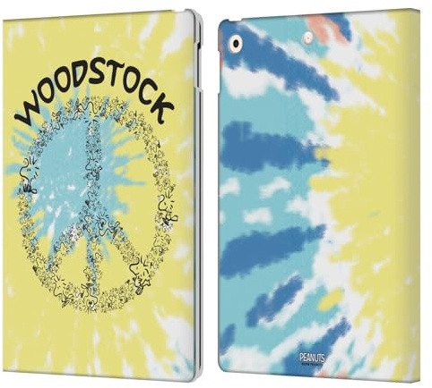 Head Case Designs Officially Licensed Peanuts Tie Dye Peace Sign Woodstock 50th Leather Wallet Case Compatible With Apple iPad 10.2 2019/2020/2021