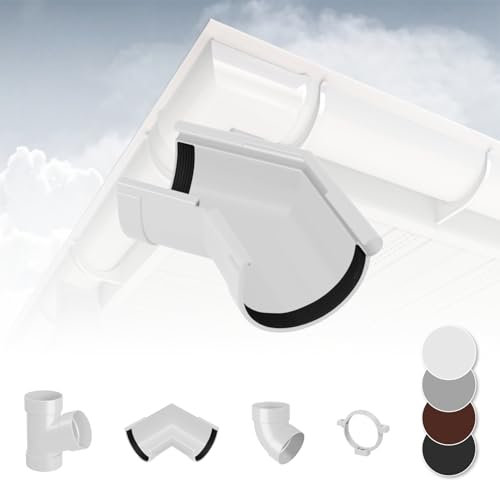 RAINWAY S Regenrinnen System (Rinnenwinkel Außen 135° weiß) - PVC-U Kunststoff in 4 Farben, für Dachflächen < 100m² empfohlen, Eckstück 135 Grad Bogen