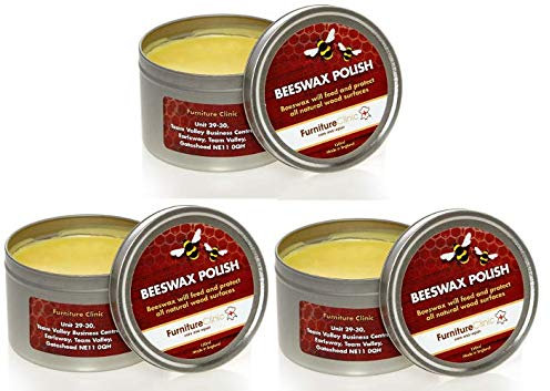 Furniture Clinic – Bienenwachs für Holz und Möbel - 3 x 200ml Premium Möbelpolitur, Holzwachs, Möbelwachs – Geeignet für alle Holzarten, Eiche, Teak, dunkles und helles Holz