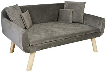 Lycce Retro-Tiersofa Velvet für Hunde & Katzen + Kissen, Taupe Größe 2