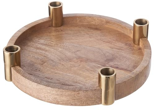 BUTLERS Dekoteller Acacia Ø 26cm Akazienholz | runde Dekoschale für Kerzen | Servierplatte für Küche & Tisch | stilvolle Weihnachtsdeko