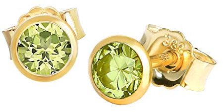 NKlaus Paar Ohrstecker echt Peridot Gelbgold 333 8 Karat Gold 4,0mm kleine Ohrringe 7997
