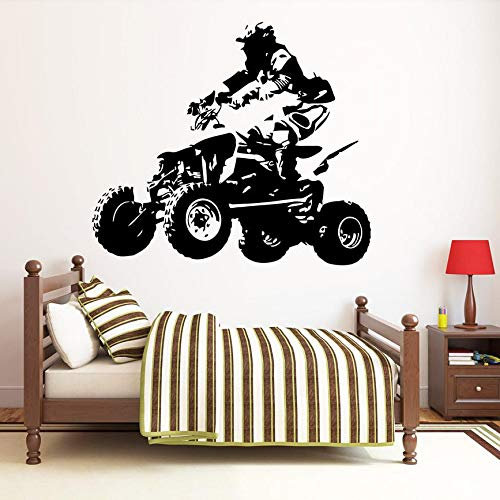 QIANGTOU Fahrer Wandtattoo Quad Bike Wandaufkleber Motorradfahrer Vinyl Kunst Wanddekor für Zuhause Schlafzimmer Dekoration Tapete Wandbild 84x73cm