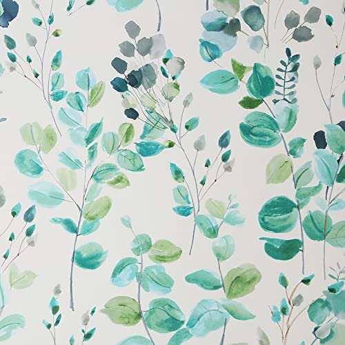 Fresco White/Green Watercolour Leaves Wallpaper | White Leaf Wallcovering | Eco-Friendly Wallpaper
