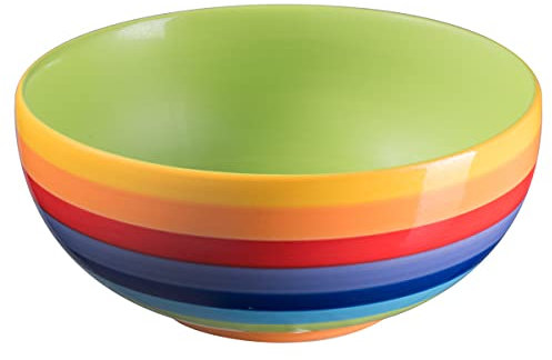 Purity Style Handbemalte Müslischale aus Keramik mit Regenbogenstreifen