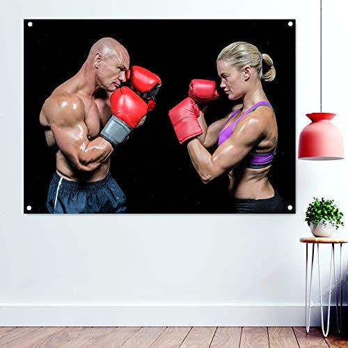 Poster, Wandkunst, Kickboxen, Muay Thai, Kampfsport-Banner, Flagge, Kunstwerk, Fitnessstudio, Dekoration, 96 x 144 cm