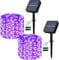 Lezonic Solar String Lights, 2 Pack Each 12M/40Ft Solar Garden Lights Waterproof, 120LED 8 Modes Solar Fairy Lights for Indoor/Outdoor Patio, Yard, Fence, Lawn, Party, Wedding Decoration (Purple)