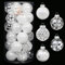 Sea Team 60 mm/2,36 Zoll bruchsicherer, durchsichtiger Kunststoff-Weihnachtskugel-Ornament-Set mit Glitzermalerei, transparent, durchsichtig, Kristallkugeln, Weihnachtsbaumschmuck (30 Stück)
