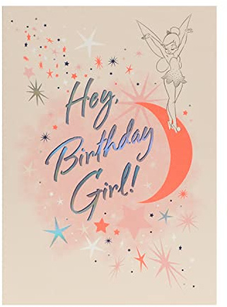 UK Greetings Disney Birthday Card For Her/Girl/Friend With Envelope - Starry Design - With Tinker-Bell