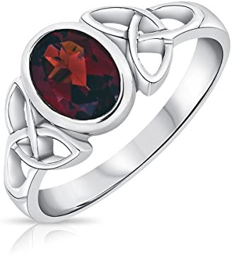 DTPsilver® 925 Sterling Silber Ring - Keltische Dreifaltigkeitsknoten - Keltische Kollektion - Granat