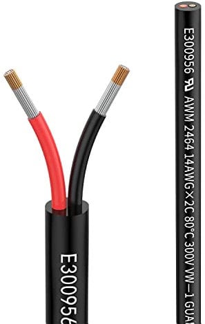 Matugajp 14awg 2×2.0mm² Electrical wire 2 Conductor Extension Cable 16.4ft/5Meters UL2464 DC 5V/12V/24V/300V 14 Gauge oxygen free Stranded Tinned Copper wire