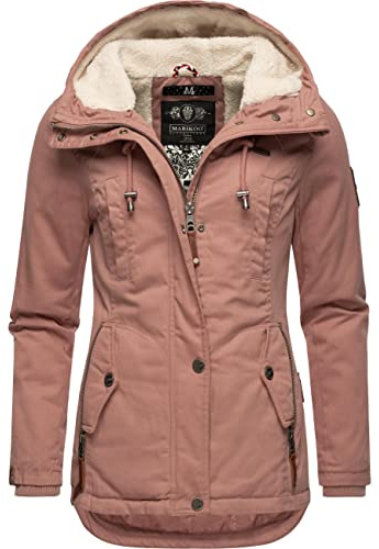 MARIKOO Damen warme Winterjacke mit kuscheliger Kapuze Bikoo Terracotta Gr. M