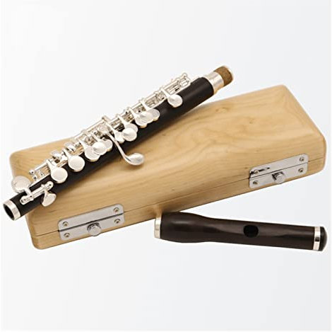 Neue Ebenholzflöte In Halber Größe, 16 Löcher, C-Tastenflöte, Versilberte Tasten, Holzblasinstrument Mit Koffer Einsteiger Querflöten (Color : 01)